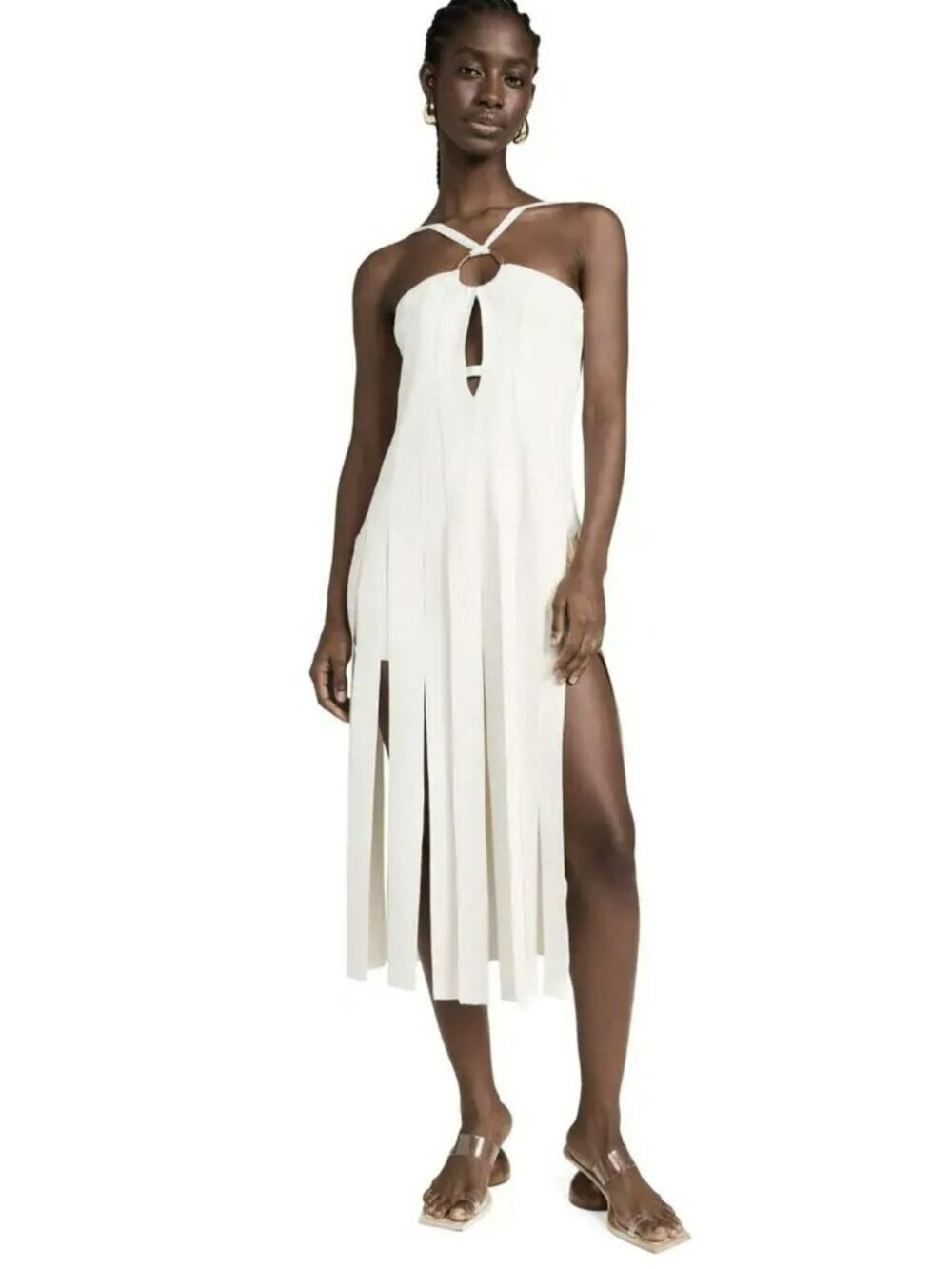 Cult Gaia Naida Cutout Fringe Midi Dress & Shorts Sz M/L New